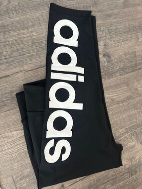 Adidas Black Leggings with Bold White Logo
